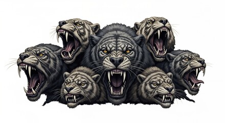 danger lion with white background