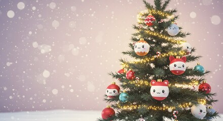 Kawaii Christmas: Cute Ornaments and Falling Snow