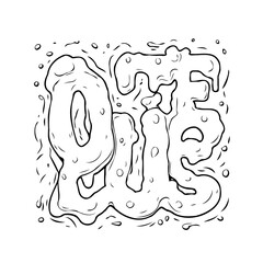 Abstract typographic illustration of the word 'OUTS' surrounded by irregular shapes and