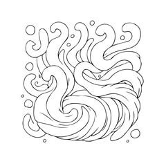 Abstract waves in swirling vector art symbolizing ocean depths and dynamic water flow illustration