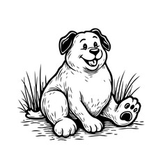 Adorable cartoon puppy illustration: A delightful monochromatic artwork featuring a cheerful dog