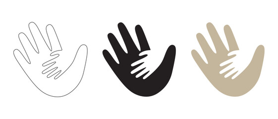 Hands icons. of different sizes isolated on white background for family concept.