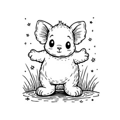 Adorable stylized creature illustration with gentle lines and a sweet expression ideal for