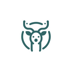 Minimalist Deer Icon Emblem in Rounded Outline Style