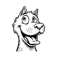 Cheerful canine cartoon portrait radiating joy with an expressive face and playful personality