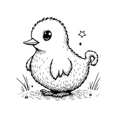 Delightful depiction of a charming young bird amidst a serene natural backdrop full of joy and