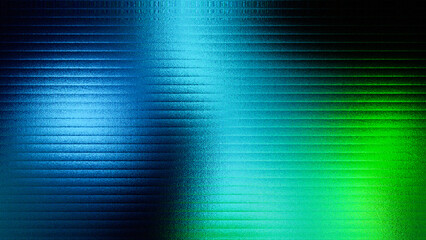 Abstract textured background with horizontal lines in vibrant blue and green gradients and light effects