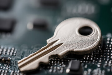 A key opening a digital lock, symbol of access to data and privacy