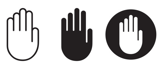 Hand stop sign icons. isolated on white background, vector illustration.