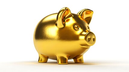 Golden piggy bank symbolizing wealth, savings and financial prosperity