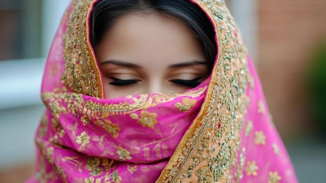 This is a photograph of a person adhering to certain religious or cultural traditions, which may include the need for modesty in appearance.