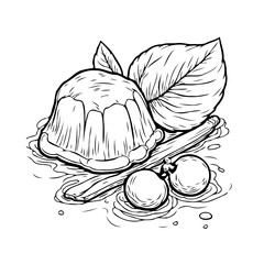 Elegant confection with foliage and fruit illustration captures the essence of deliciousness and