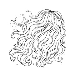 Elegant flowing locks vector illustration showcasing natural movement and detailed line work for