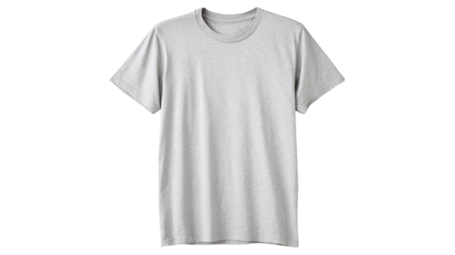 a plain light t shirt with a crew neck collar isolated on white background
