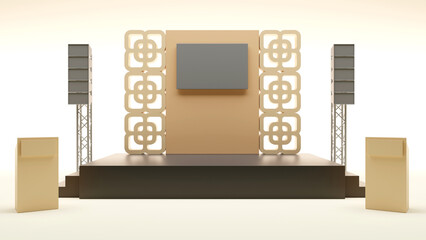 Fototapeta premium 3D rendering of Stage design and sound system for presentation business