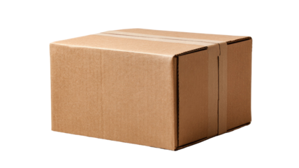 a brown rectangular cardboard box sealed isolated on white background
