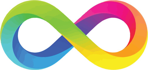 Vibrant infinity symbol with smooth gradient on white background