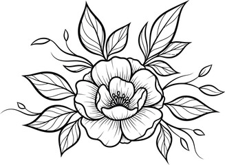 Elegant floral outline design element for creative projects