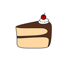 A slice of cake with a cherry on top