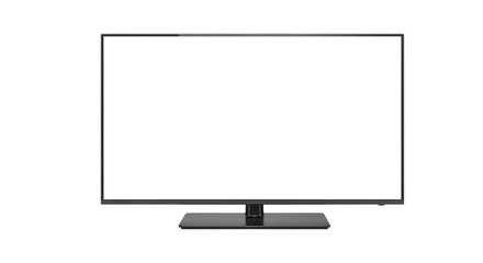 Modern flat screen television displaying abstract white and black shapes for home entertainment and technology solutions at home viewing