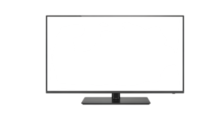 Modern flat screen television displaying abstract white and black shapes for home entertainment and technology solutions at home viewing