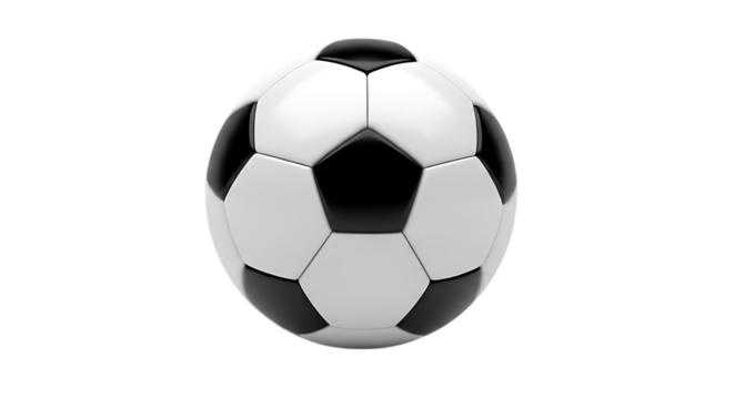 Classic black and white soccer ball perfect for sports illustrations and design projects needing a football element for games