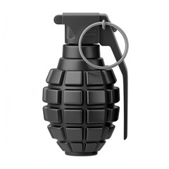 Metallic Fragmentation Grenade: A realistic and detailed depiction of a standard fragmentation grenade, perfectly rendered with a sleek, metallic texture.