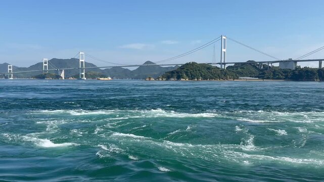 美しく渦巻く来島海峡　北流８ノット