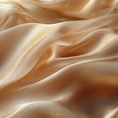 Obraz premium Luxurious golden champagne fabric flowing elegantly with shimmering waves and rich folds creating a beautiful soft textured abstract design