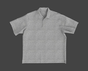3D rendering of an oversized short sleeve polo shirt mockup for men. Flat lay front view on clean background