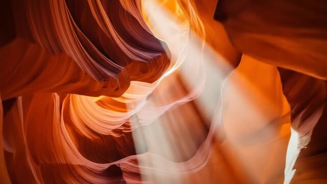 Swirling sandstone formations bathed in ethereal light