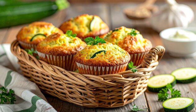 Zucchini muffins in a basket
