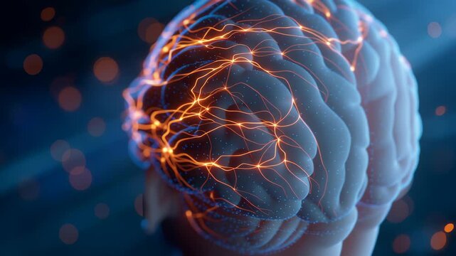 Explore the wonders of the mind with this captivating illustration of a brain glowing with neural energy