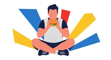 Fototapeta premium Person Appreciating A Gourmet Hamburger, Enjoying Food While Meditating in Peace
