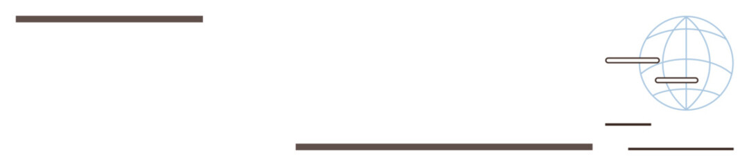 Obraz premium Thin horizontal lines of varying lengths paired with a globe outline suggest connectivity, simplicity, and communication. Ideal for business, technology, networking, global trade, minimalism