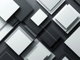 Fototapeta premium Contemporary abstract pattern showcasing stacked geometric square shapes in monochromatic shades forming an elegant visual structure