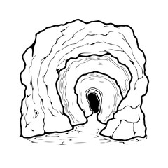 Mysterious cavernous entrance beckons with shadowy depths inviting exploration of an uncharted