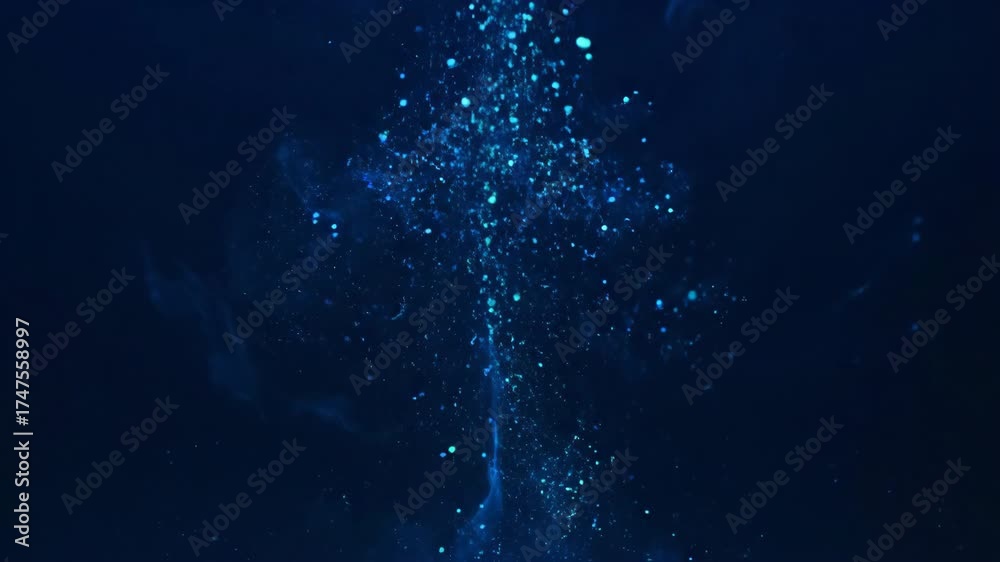 Canvas Prints seamlessly looping video of glowing bioluminescent-like particles slowly rising through a dark, deep