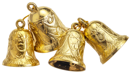Festive Gold Bell Collection, Transparent Background PNG