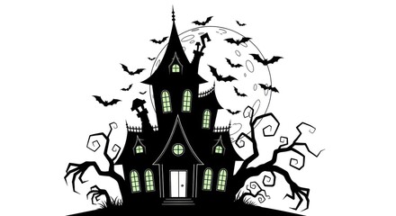 halloween castle vector illustration