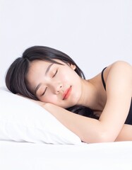 Obraz premium 日本人,女性,10代,眠そう,シンプルな白い背景,Simple white background,Japanese,Female,Teens,Sleepy