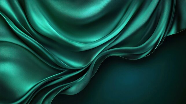 Smooth flowing teal silk fabric with soft light reflections creating elegant and luxurious texture - Powered by Adobe
