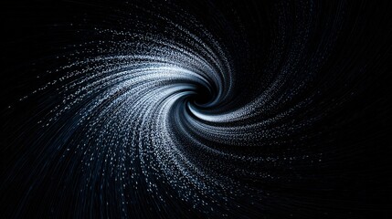 Abstract Digital Vortex of Blue Light Particles on Dark Background