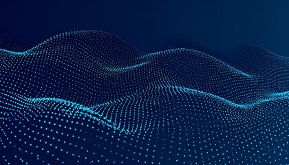 Abstract digital wavy blue dotted design against a deep blue background