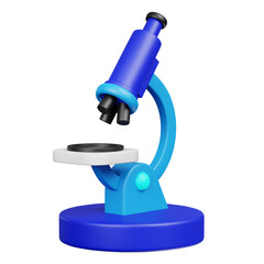 3D Rendered Stylish Microscope with Blue and White Colors Illustration