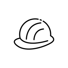 Minimalist Black Outline Drawing of a Hard Hat