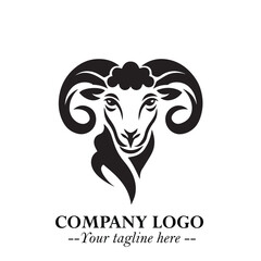 Head of Sheep Logo Symbol in Minimalist Modern Vector Design for Farm, Agriculture, and Wool Branding