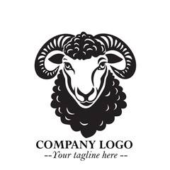 Head of Sheep Logo Symbol in Minimalist Modern Vector Design for Farm, Agriculture, and Wool Branding
