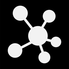 Minimalist Mind Map — White Molecular Diagram on Black Background