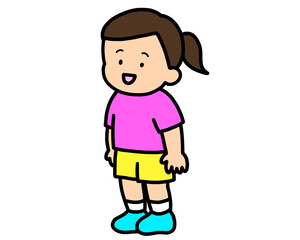 Obraz premium 立って話すアジア人の女の子